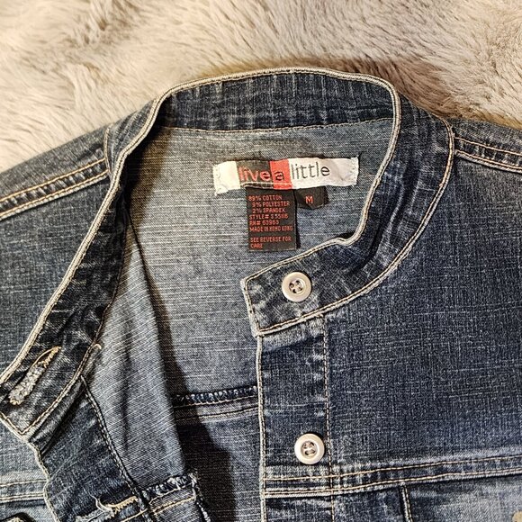 Womens Live a Little cropped denim jacket - Picture 2 of 7